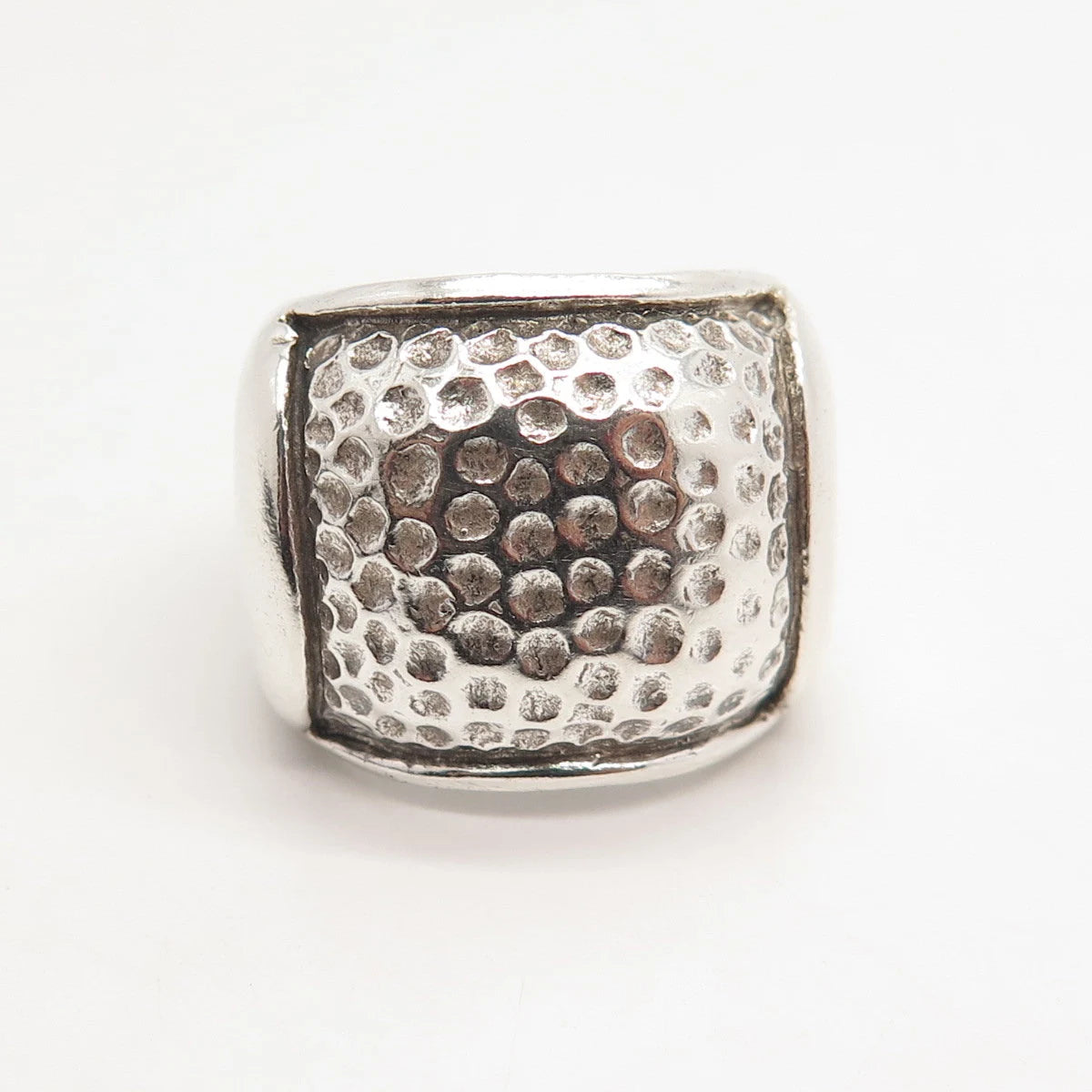 925 Sterling Silver Vintage Hammered Finish Wide Ring Size 8