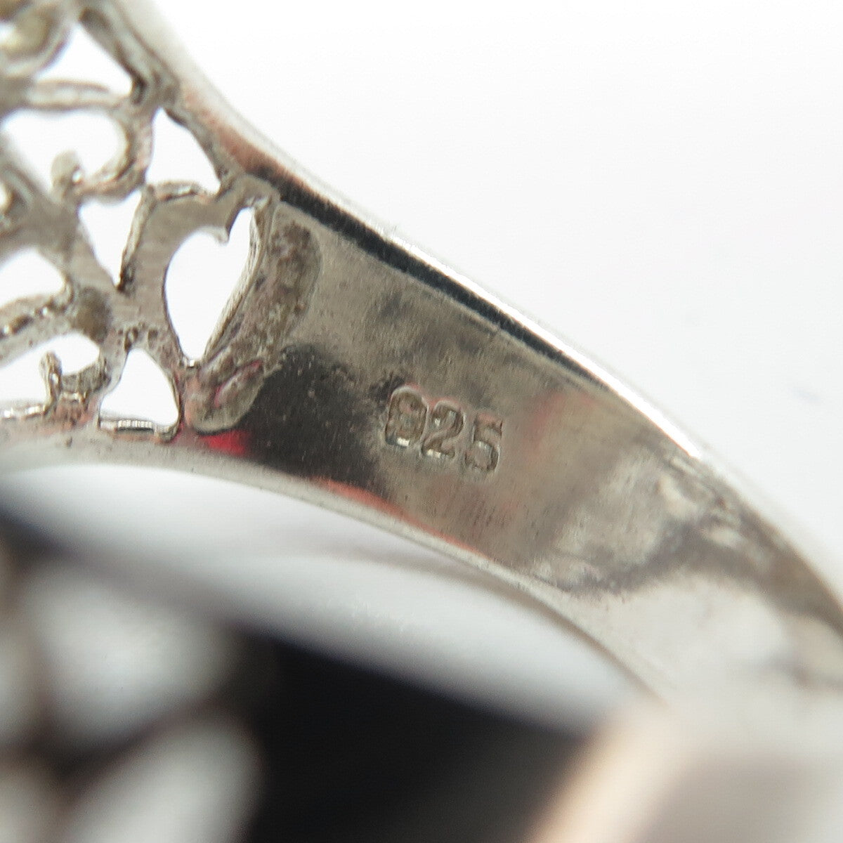 925 Sterling Silver Vintage Modernist Filigree Claw Ring Size 8