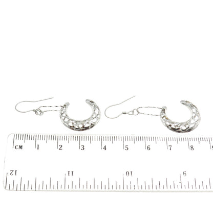 925 Sterling Silver Modernist Crescent Moon Drop Dangling Earrings