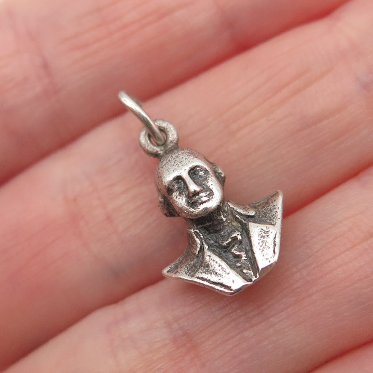925 Sterling Silver Antique Art Deco George Washington 3D Mini Charm Pendant