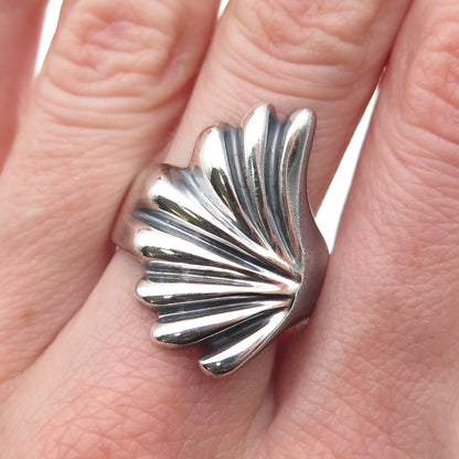 925 Sterling Silver Vintage Mexico Modernist Wing Oxidized Ring Size 9.25