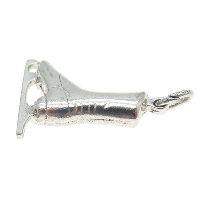925 Sterling Silver Antique Art Deco Ice Skating Shoe 3D Charm Pendant