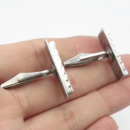 925 Sterling Silver Vintage LORE Elongated Rectangle Cufflinks