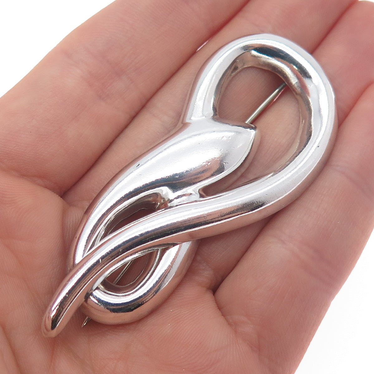 BARRA 925 Sterling Silver Vintage Modernist Snake Pin Brooch