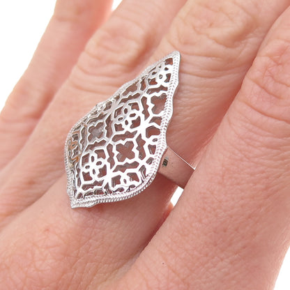 925 Sterling Silver Floral Ornate Ring Size 7