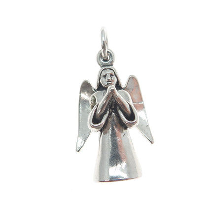 SUN WEST 925 Sterling Silver Vintage Praying Angel 3D Pendant