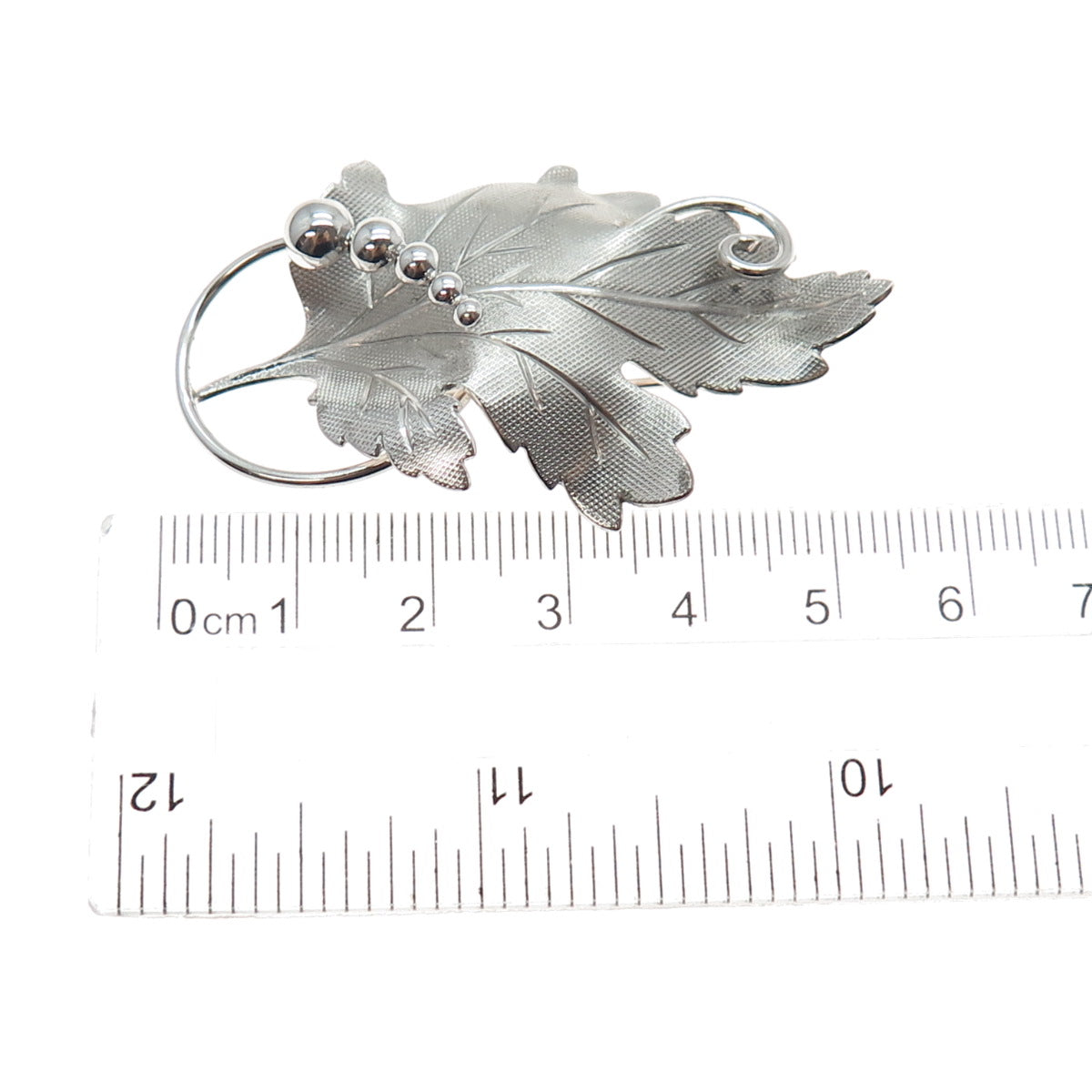 CARL ART 925 Sterling Silver Antique Art Deco Floral Leaf Pin Brooch