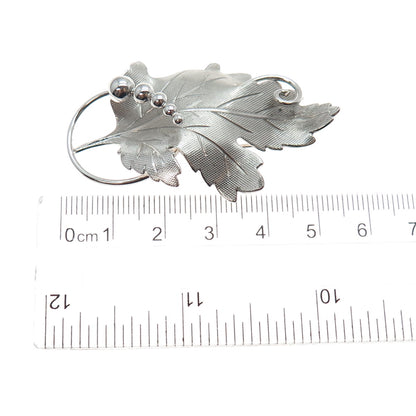 CARL ART 925 Sterling Silver Antique Art Deco Floral Leaf Pin Brooch