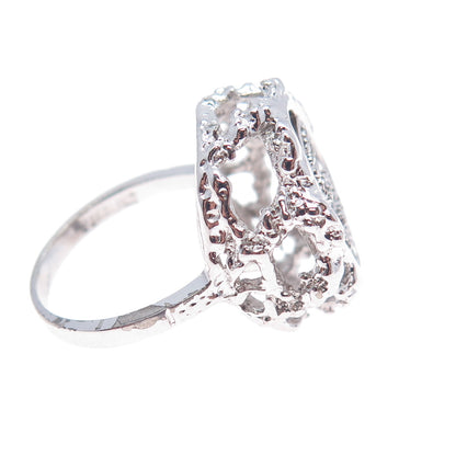925 Sterling Silver Vintage Real Round-Cut Diamond Letter S Ring Size 6.75