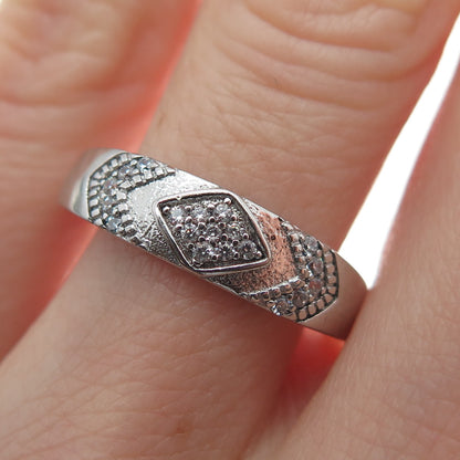 925 Sterling Silver Round-Cut C Z Sparkle Band Ring Size 7.25
