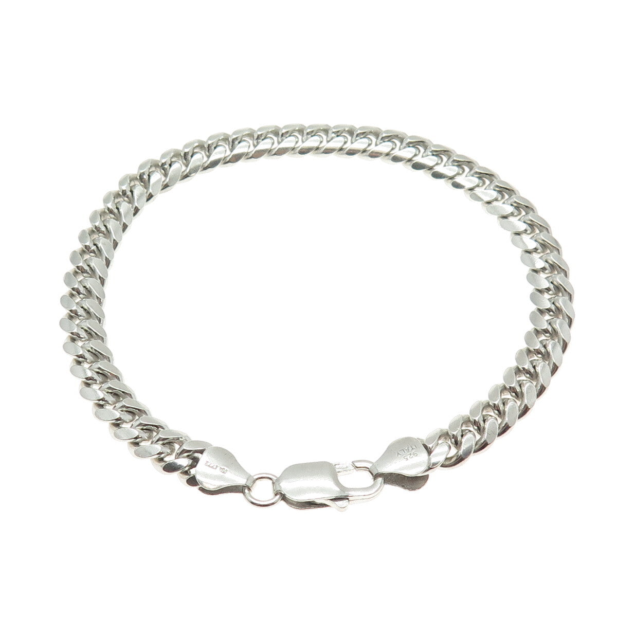 KARIZIA SPA KA-1772 925 Sterling Silver Vintage Italy Cuban Link Bracelet 8.5"