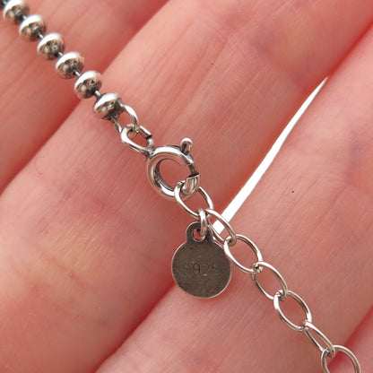 925 Sterling Silver Vintage Beaded Link Bracelet 7.25"