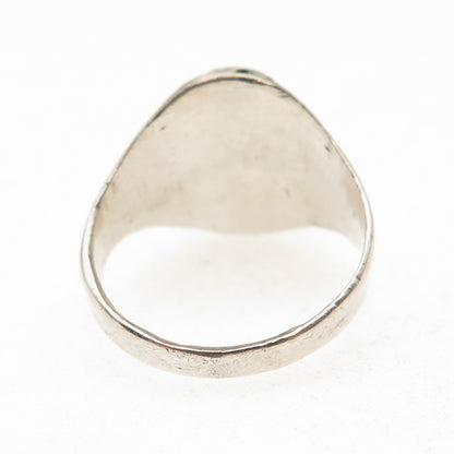 Old Pawn Sterling Silver Vintage Southwestern Malachite Tribal Ring Size 10.5