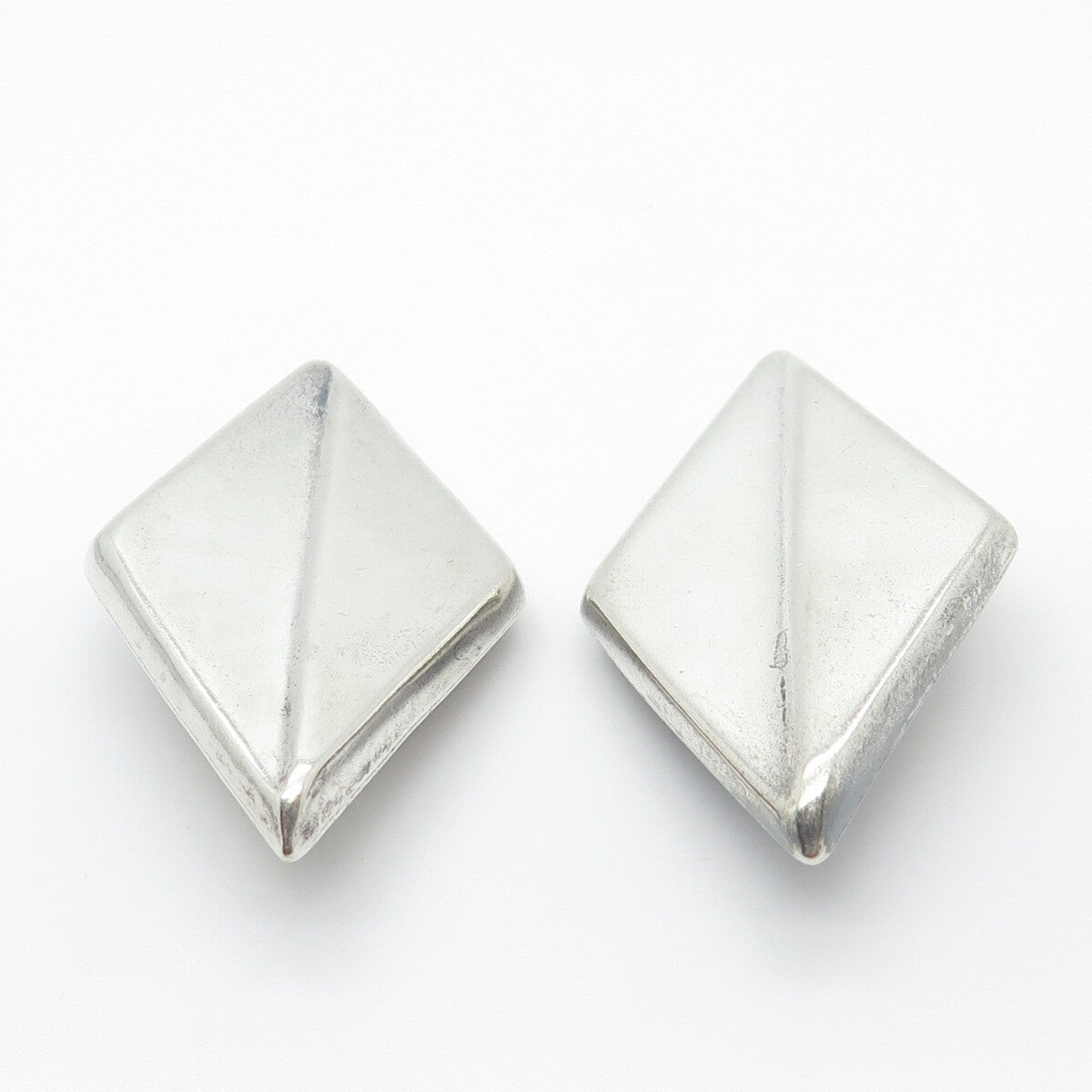 925 Sterling Silver Vintage Mexico Los Ballesteros Rhomb Clip On Earrings