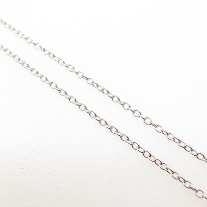 925 Sterling Silver Real Round-Cut Diamond Open Heart Cable Chain Necklace 18"