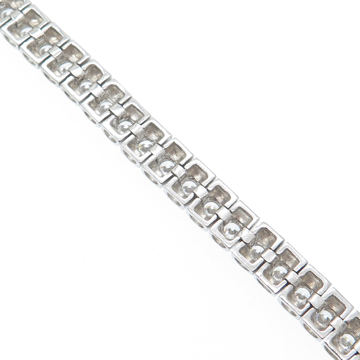 925 Sterling Silver Round-Cut Shaped C Z Tennis Link Bracelet 7.25"