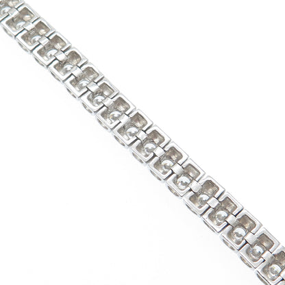925 Sterling Silver Round-Cut Shaped C Z Tennis Link Bracelet 7.25"