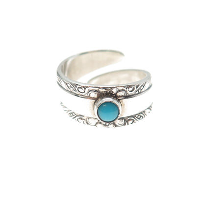 TOWLE 925 Sterling Vintage Sleeping Beauty Turquoise Adjustable Ring Size 4.5