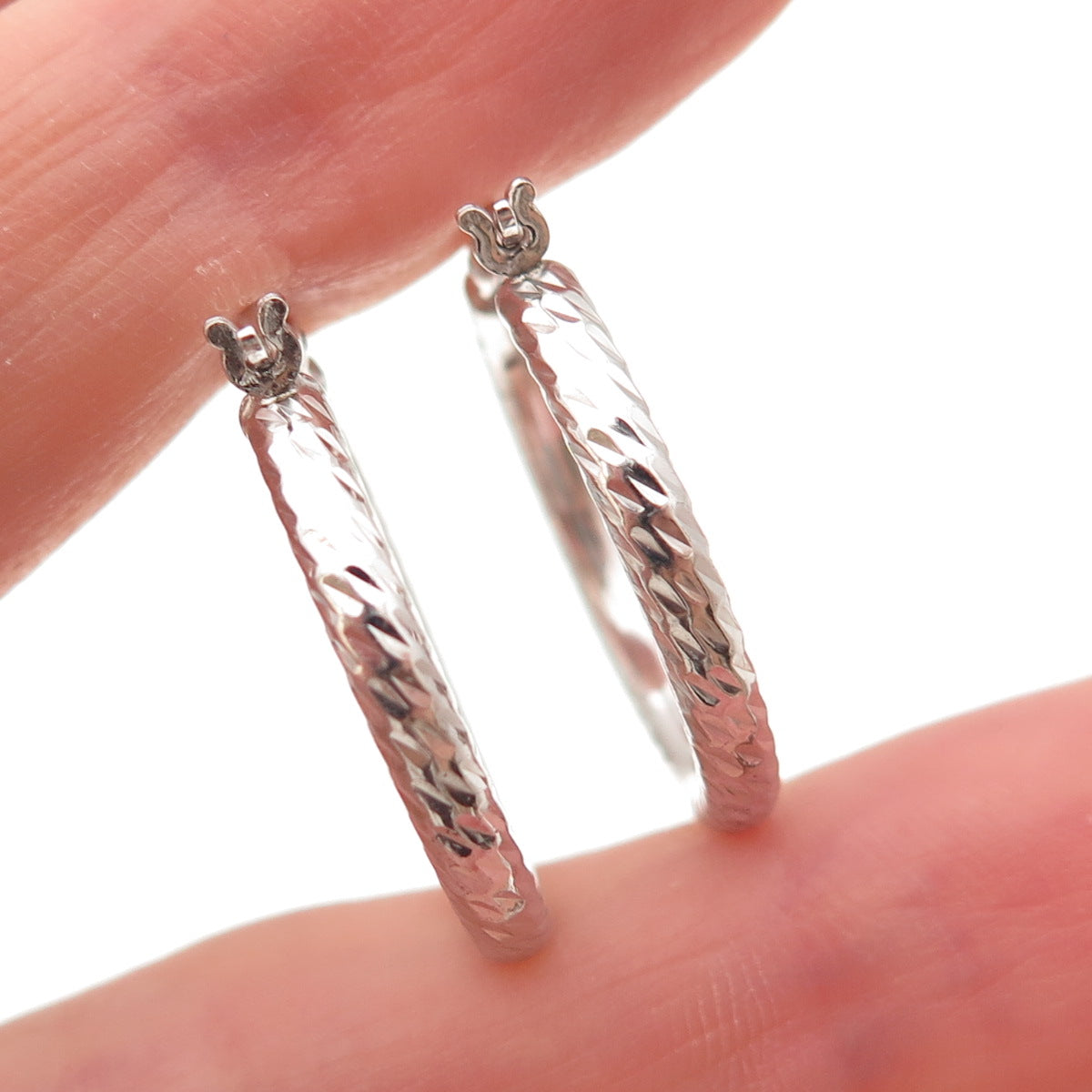 925 Sterling Silver Textured Hoop Earrings