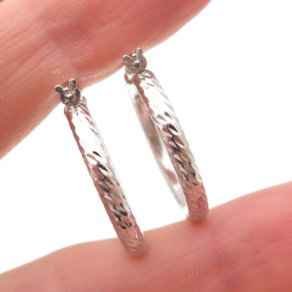 925 Sterling Silver Textured Hoop Earrings
