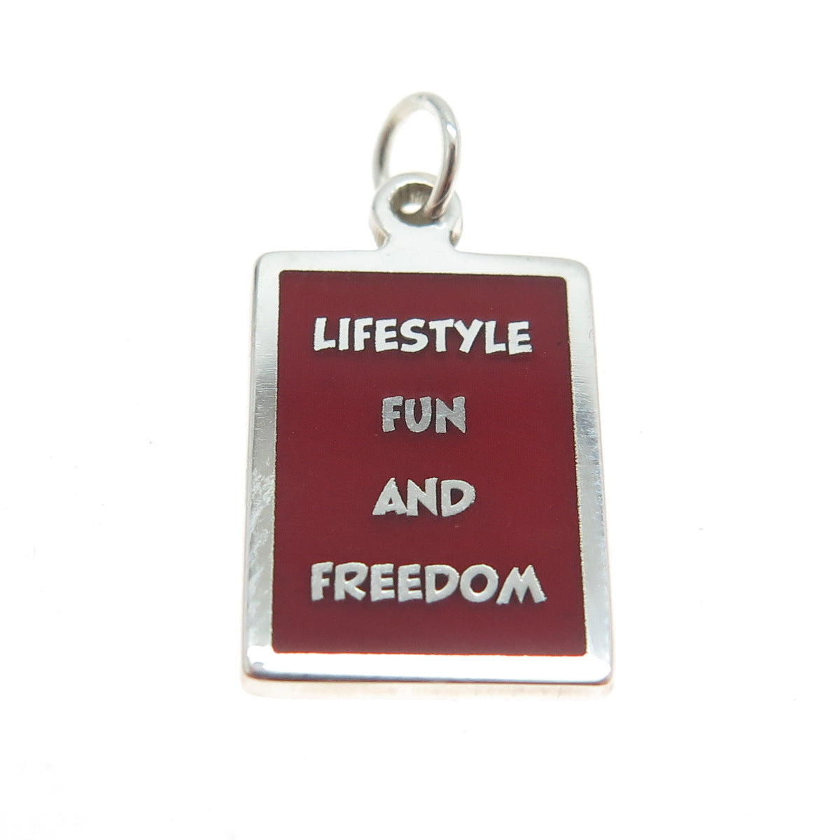 925 Sterling Silver Enamel "Lifestyle Fun & Freedom" Minimalist Charm Pendant