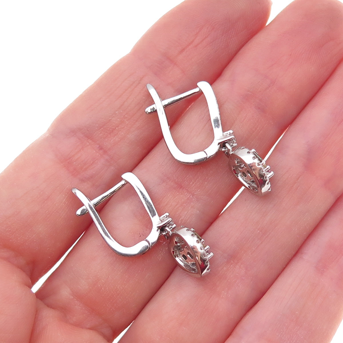 925 Sterling Silver Multi-Color C Z Heart Dangle Earrings