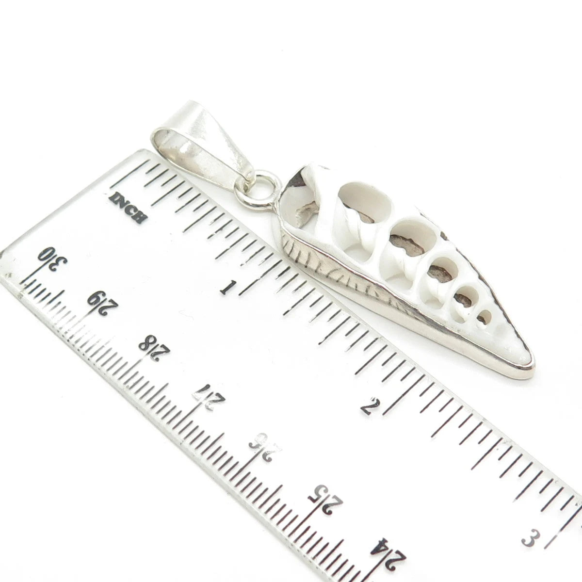 925 Sterling Silver Vintage White Ceramic Amulet Pendant