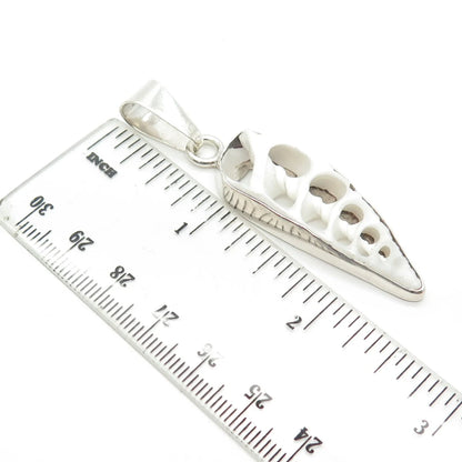 925 Sterling Silver Vintage White Ceramic Amulet Pendant