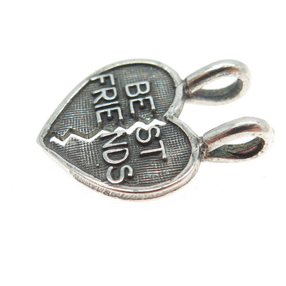 925 Sterling Silver Vintage "Best Friends" Broken Heart Pendant