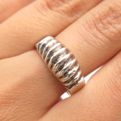 925 Sterling Silver Vintage Mexico Ribbed Ring Size 7.5