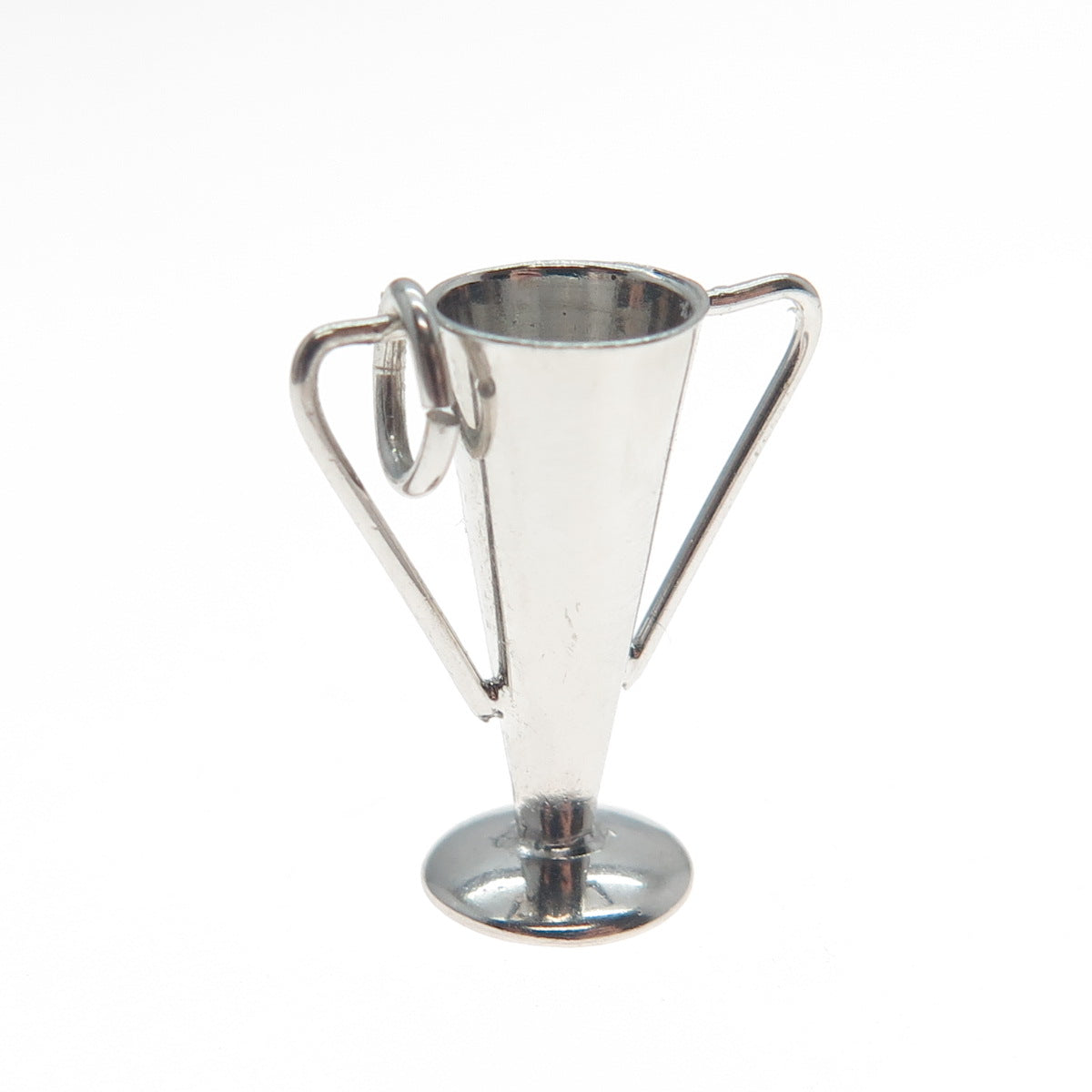 WELLS 925 Sterling Silver Antique Trophy Cup Award Minimalist 3D Charm Pendant