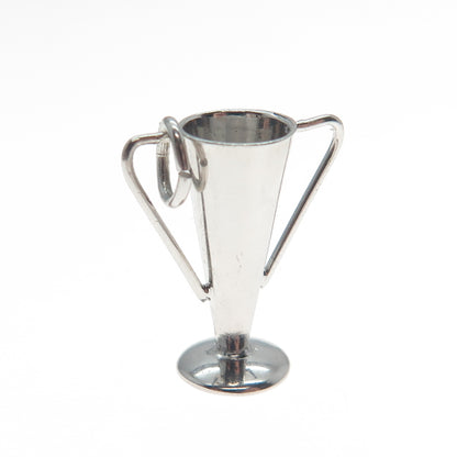 WELLS 925 Sterling Silver Antique Trophy Cup Award Minimalist 3D Charm Pendant