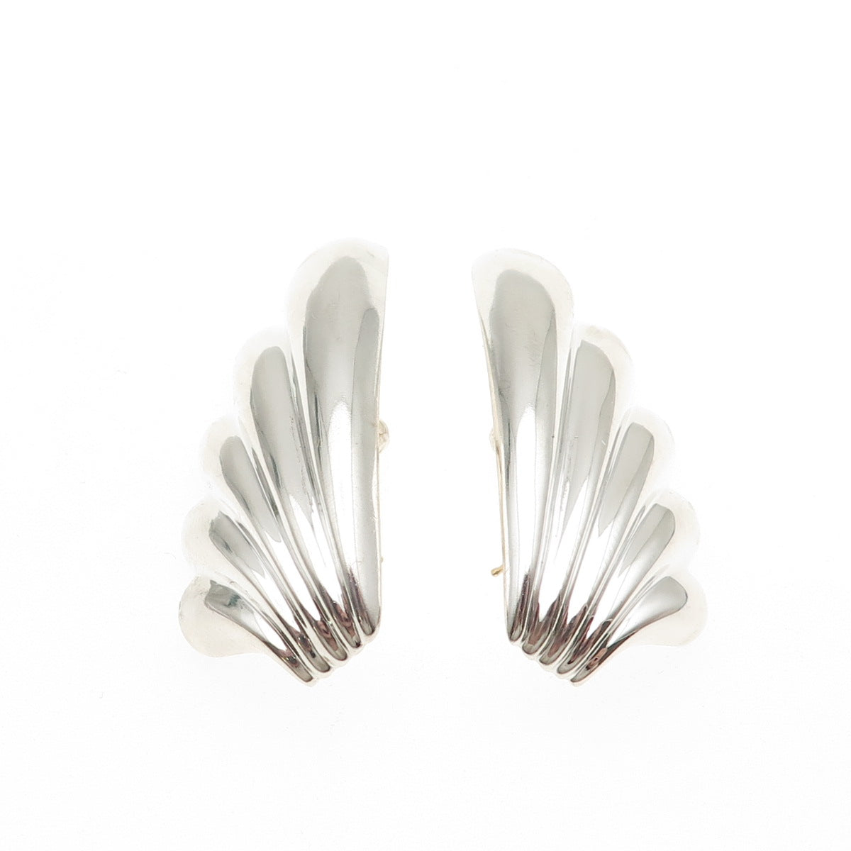 Mikal-Jon Bayanihan 925 Sterling 14K Posts Vintage Modernist Omega Back Earrings