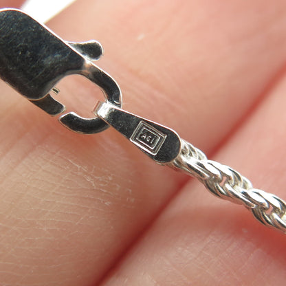 925 Sterling Silver Italy Twisted Rope Chain Necklace 24"