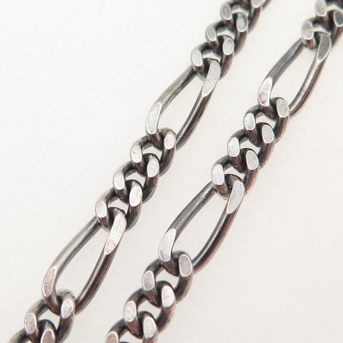 925 Sterling Silver Vintage Italy Figaro Chain Oxidized Necklace 24"