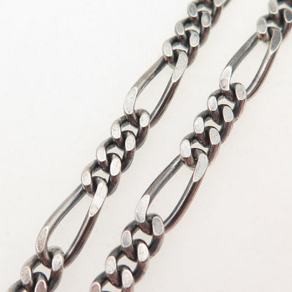 925 Sterling Silver Vintage Italy Figaro Chain Oxidized Necklace 24"