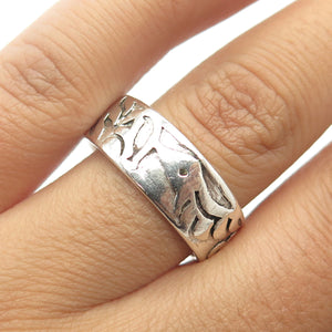 925 Sterling Silver Vintage Ethnic Symbols Band Ring Size 9.75