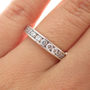 925 Sterling Silver Round-Cut C Z Half Eternity Band Ring Size 6