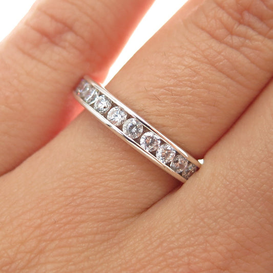 925 Sterling Silver Round-Cut C Z Half Eternity Band Ring Size 6