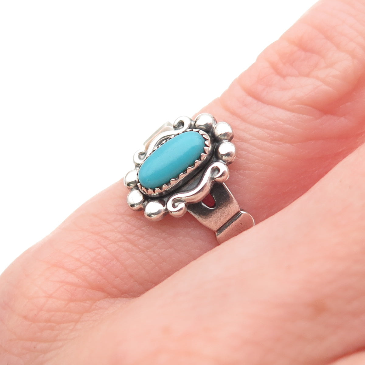Bell Trading Post Old Pawn 925 Sterling Silver Vintage Turquoise Ring Size 4.5