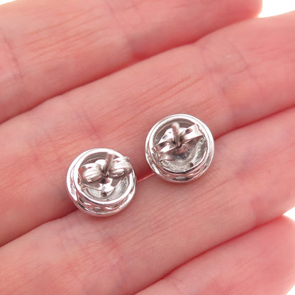 925 Sterling Silver Real Round-Cut Diamond Stud Earrings