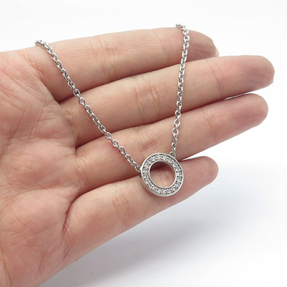 TISENTO 925 Sterling Silver C Z Circle of Life Rolo Chain Necklace 16"