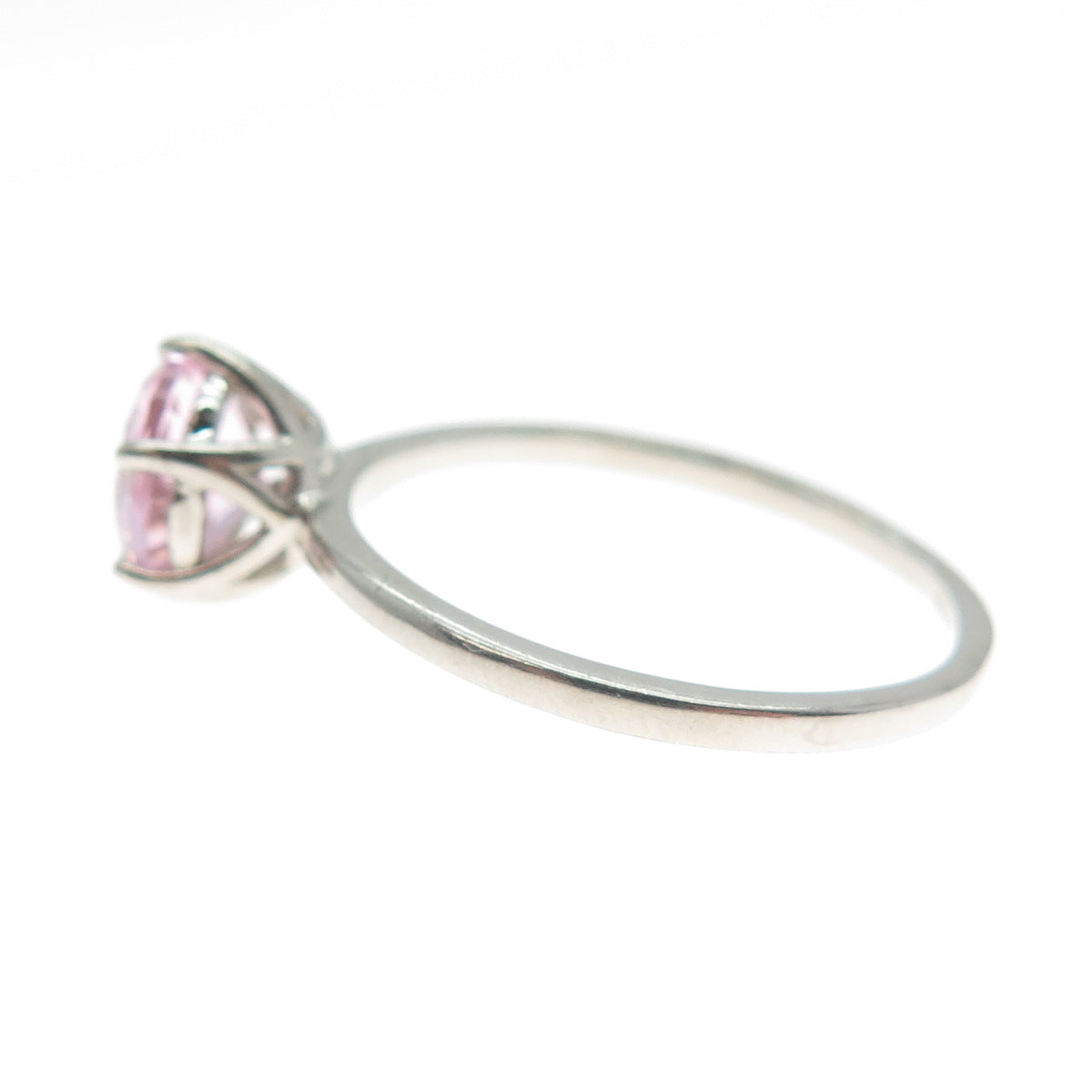 DAZZLERS 925 Sterling Silver Round-Cut Nano Pink Topaz Ring Size 9
