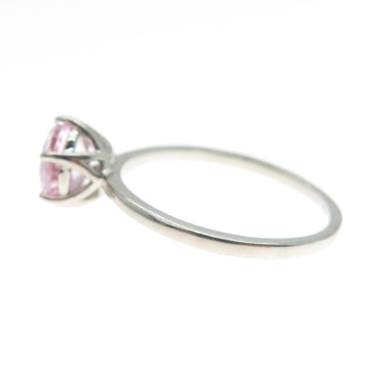 DAZZLERS 925 Sterling Silver Round-Cut Nano Pink Topaz Ring Size 9