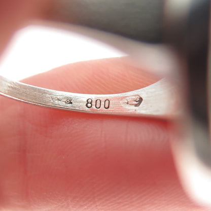 800 Silver Vintage Austria Real Operculum Shell Modernist Oxidized Ring Size 6.5