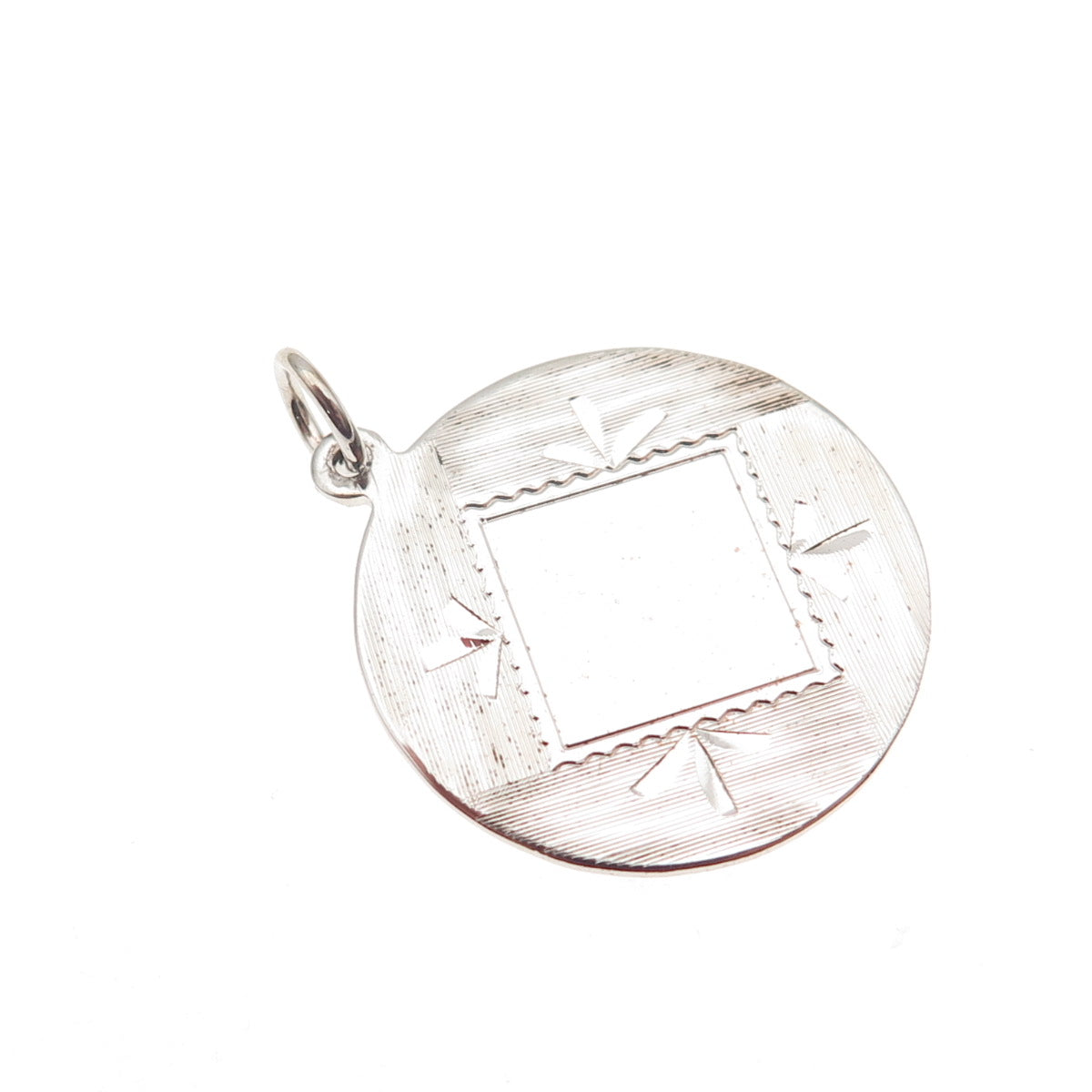 925 Sterling Silver Vintage Round Tag Charm Pendant