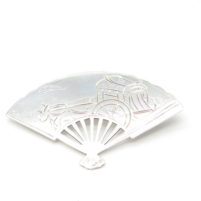 950 Silver Vintage Fan Etched Pin Brooch