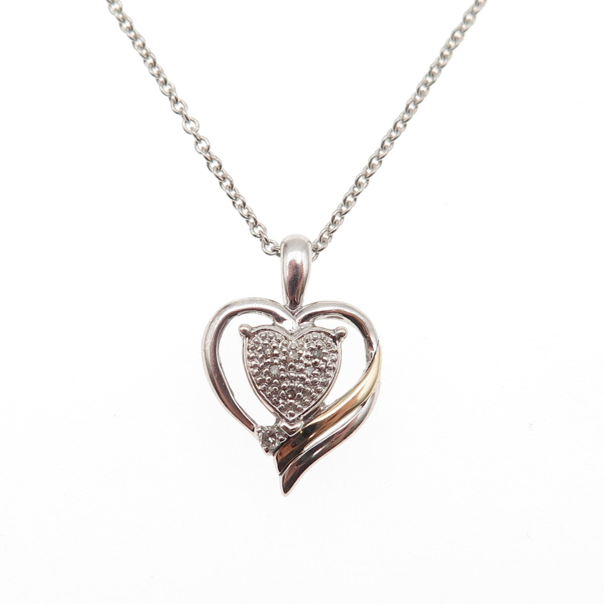 Alwand Vahan 925 Sterling 14K Gold Real Diamond Heart Cable Chain Necklace 18"