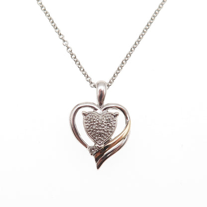 Alwand Vahan 925 Sterling 14K Gold Real Diamond Heart Cable Chain Necklace 18"
