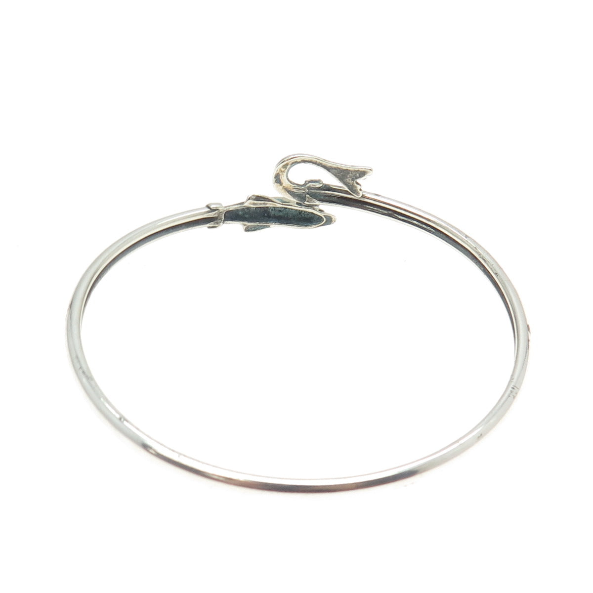 925 Sterling Silver Vintage Modernist Dolphin Adjustable Bracelet 6.75"